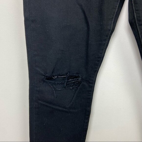 Levis Wedgie Icon Fit Black Size 26 Button Fly High Rise Raw Hem Distressed Jean - Picture 3 of 14